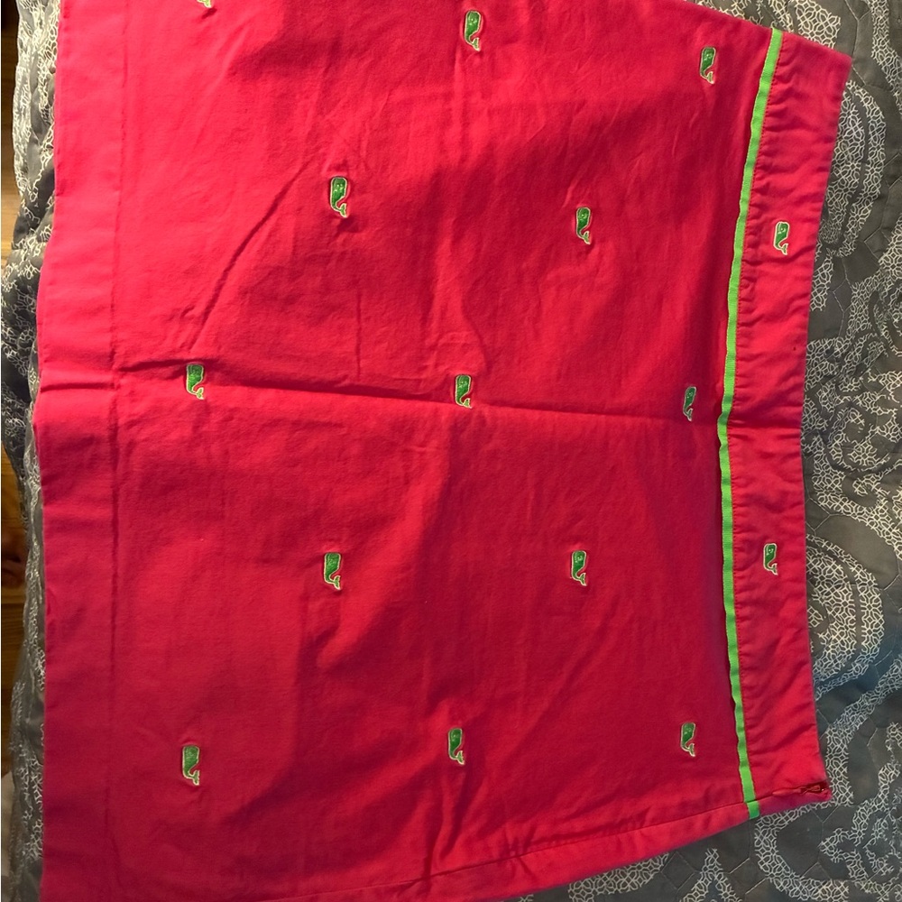 Vineyard vines pink Embroidered Mini Skirt with Green Trim